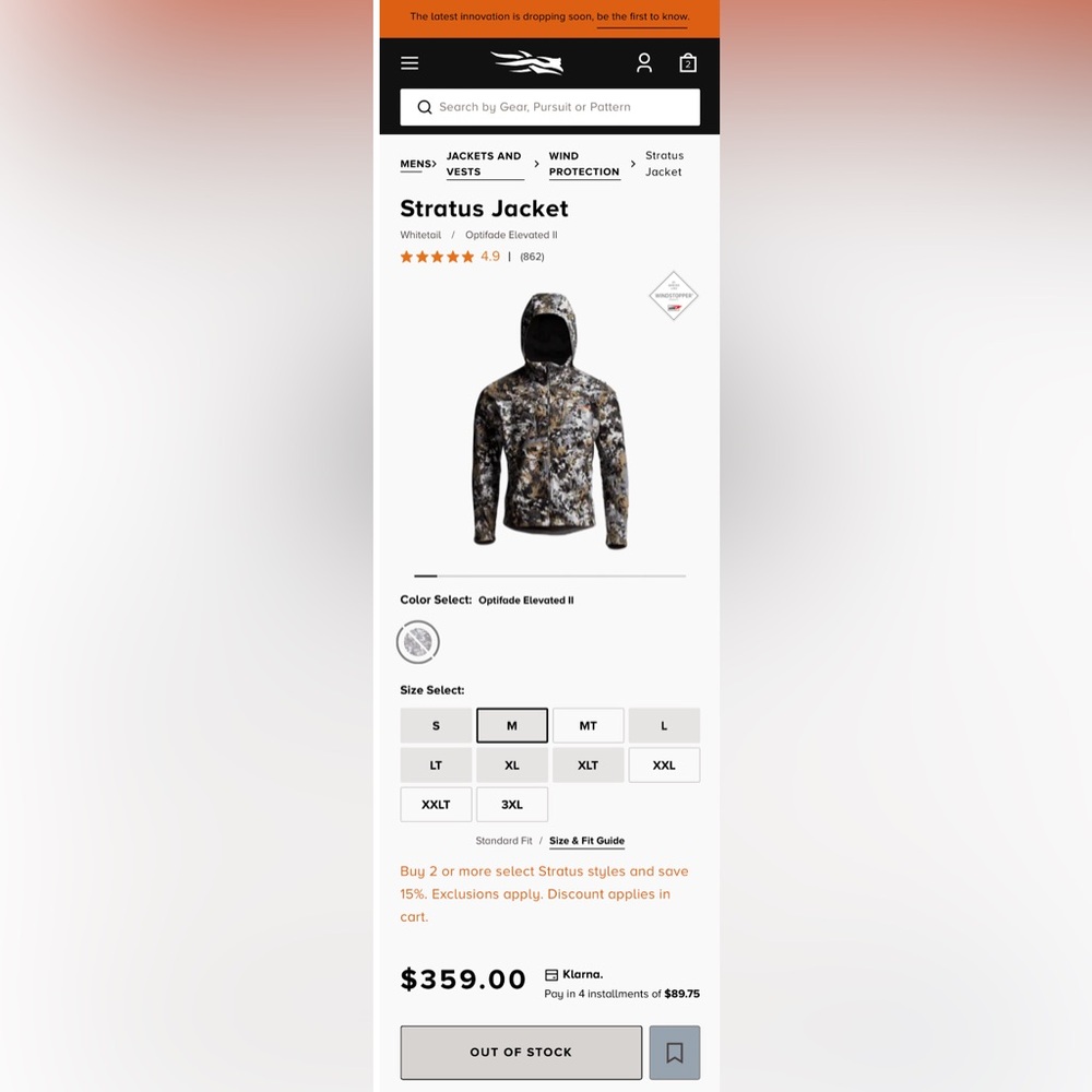 Sitka stratus jacket